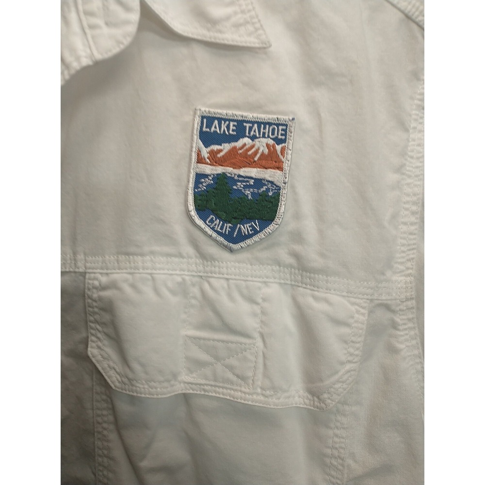 World Wide Sportsman Mens White Lake Tahoe Fishing Shirt Short Sleeve Vented L
